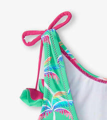Girls Girls Rainbow Palm Shoulder Shoulder Bow Swimsuit | Hatley Swimwear