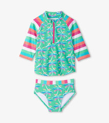 Girls Girls Rainbow Palm Two-Piece Rashguard Set | Hatley Swimwear