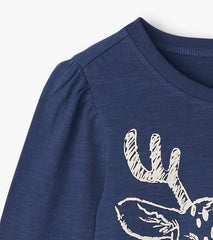 Girls Girls Reindeer Scarf T-Shirt | Hatley Tops