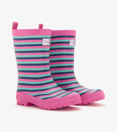 Girls Girls Rose Violet Stripes Matte Rain Boots | Hatley Rainwear