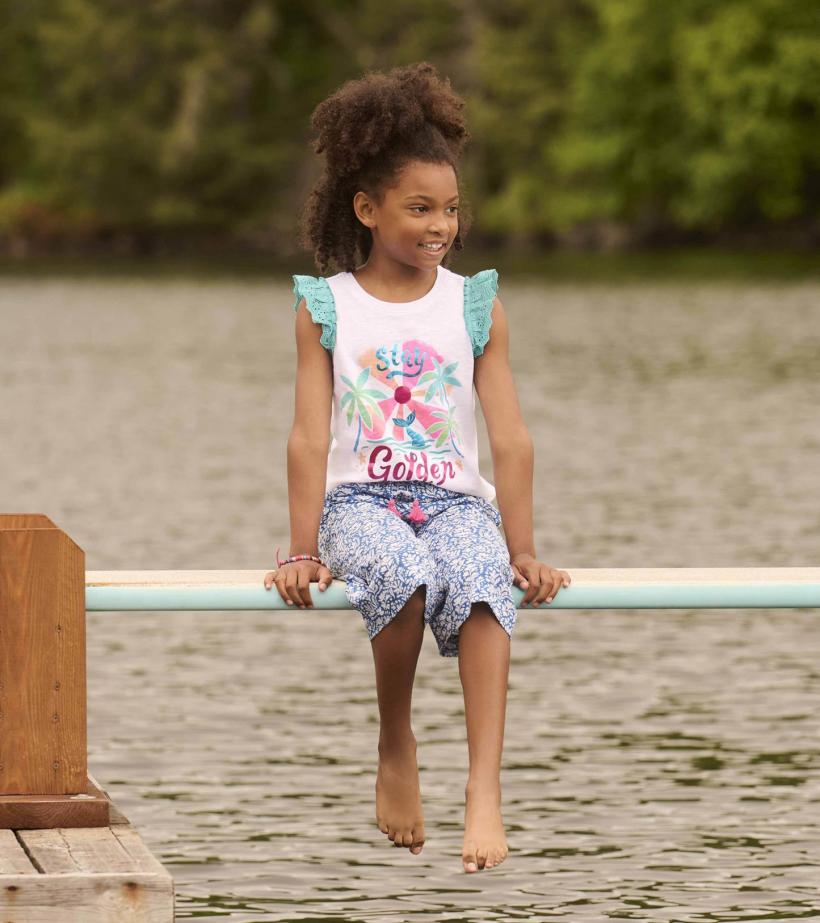 Girls Girls Stay Golden Ruffle Sleeve Tank Top | Hatley Tops