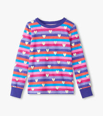 Girls Girls Stripes & Hearts Pajama Set | Hatley Sleepwear
