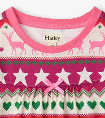 Girls Holiday Fair Isle Long Sleeve Girls Nightgown | Hatley Sleepwear