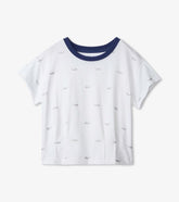Girls Nautical Anchors Pleated Slouchy Tee | Hatley Tops
