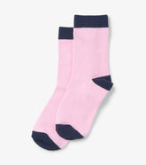 Girls Pink & Navy Crew Socks | Hatley Footwear
