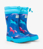 Girls Prancing Horses Sherpa Lined Rain Boots | Hatley Rainwear