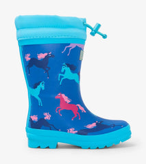 Girls Prancing Horses Sherpa Lined Rain Boots | Hatley Rainwear