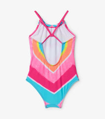 Girls Psychedelic Heart Gather Front Swimsuit | Hatley Swimwear