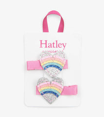Girls Rainbow Hearts Glitter Hair Clips | Hatley Accessories