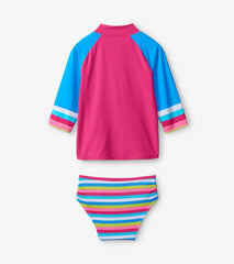 Girls Rainbow Stripe Rashguard Set | Hatley Swimwear