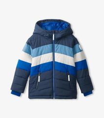 Girls/Boys Black & Blue Puffer Jacket | Hatley Outerwear