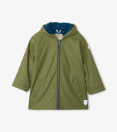 Girls/Boys Boys Forest Green Zip-Up Rain Jacket | Hatley Rainwear
