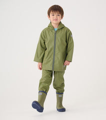 Girls/Boys Boys Forest Green Zip-Up Rain Jacket | Hatley Rainwear