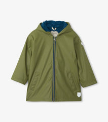 Girls/Boys Boys Forest Green Zip-Up Rain Jacket | Hatley Rainwear