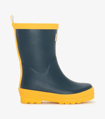Girls/Boys/Baby & Toddler Navy & Yellow Matte Rain Boots | Hatley Rainwear