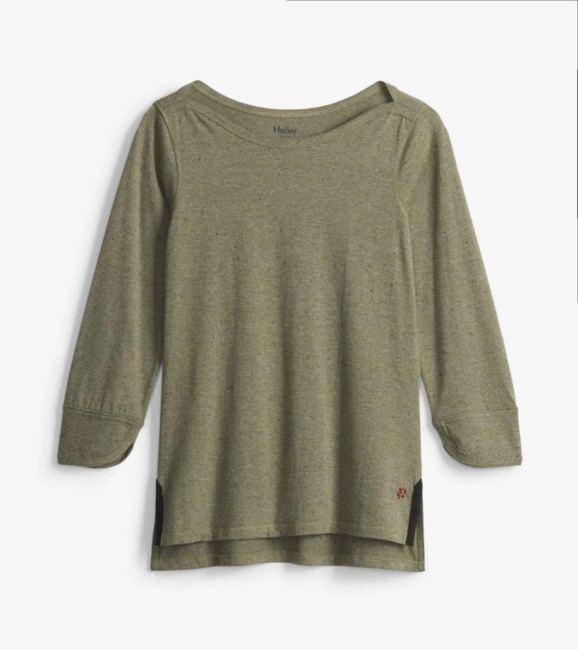 Women 3/4 Sleeve Breton - Loden Green | Hatley Tops