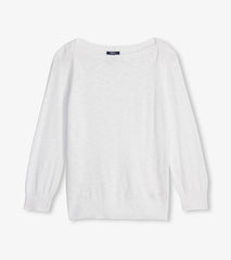 Women 3/4 Sleeve Knit Breton - White | Hatley Sweaters