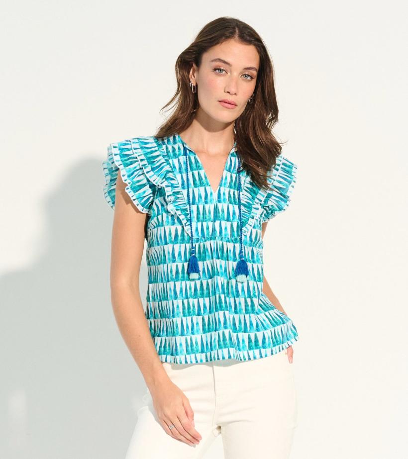 Women Alexa Popover Top - Painted Triangles | Hatley Tops