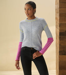 Women Avery Sweater - Hot Pink Stripes | Hatley Sweaters