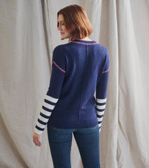 Women Avery Sweater - Navy Stripes | Hatley Sweaters