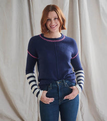 Women Avery Sweater - Navy Stripes | Hatley Sweaters