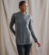 Women Cable Knit Tunic - Charcoal Heather | Hatley Sweaters
