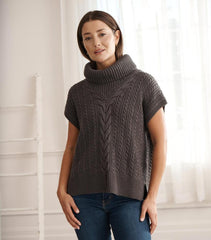 Women Cable Knit Vest - Charcoal Grey | Hatley Sweaters