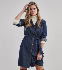 Women Denim Shirt Dress - Dark Wash | Hatley Dresses