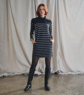 Women Draped Collar Dress - Caviar Stripe | Hatley Dresses