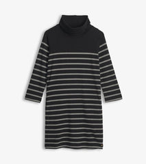 Women Draped Collar Dress - Caviar Stripe | Hatley Dresses