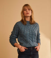 Women Dylan Cable Knit Sweater - Blue Heather | Hatley Sweaters
