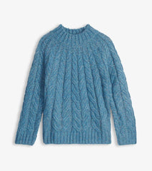 Women Dylan Cable Knit Sweater - Blue Heather | Hatley Sweaters