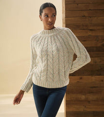 Women Dylan Cable Knit Sweater - Clear Rainbow | Hatley Sweaters