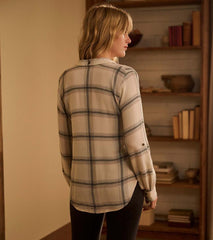 Women Lila Button Down - Cream Plaid | Hatley Tops