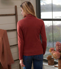 Women Snap Sleeve Turtleneck - Madder Brown | Hatley Tops