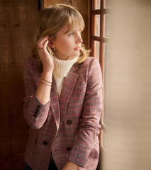 Women Tori Semi-Fitted Blazer - Taupe Check | Hatley Sweaters