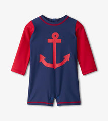 Baby &amp; Toddler Baby Boys Nautical Anchor One-Piece Rashguard | Hatley Swimwear