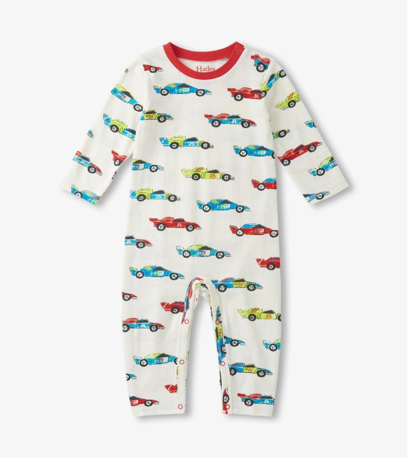 Baby &amp; Toddler Baby Boys Water Colour Racecars Long Sleeve Romper | Hatley Rompers