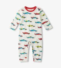 Baby &amp; Toddler Baby Boys Water Colour Racecars Long Sleeve Romper | Hatley Rompers
