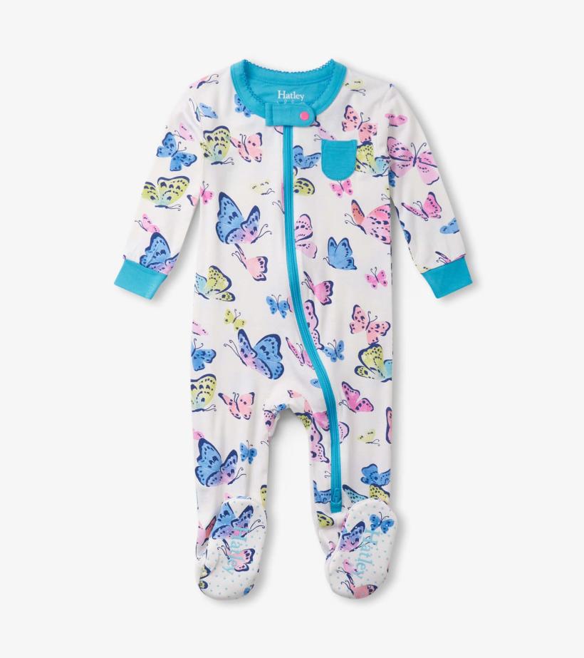 Baby &amp; Toddler Baby Girls Big Butterflies Footed Sleeper | Hatley Sleepwear