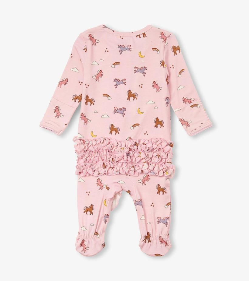 Baby &amp; Toddler Baby Girls Whimsical Ponies Ruffle Bum Bamboo Sleeper | Hatley Sleepwear
