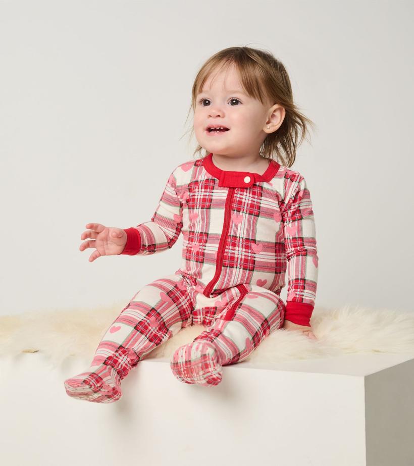 Baby &amp; Toddler Baby Plaid Hearts Cotton Footed Sleeper | Hatley Sleepwear