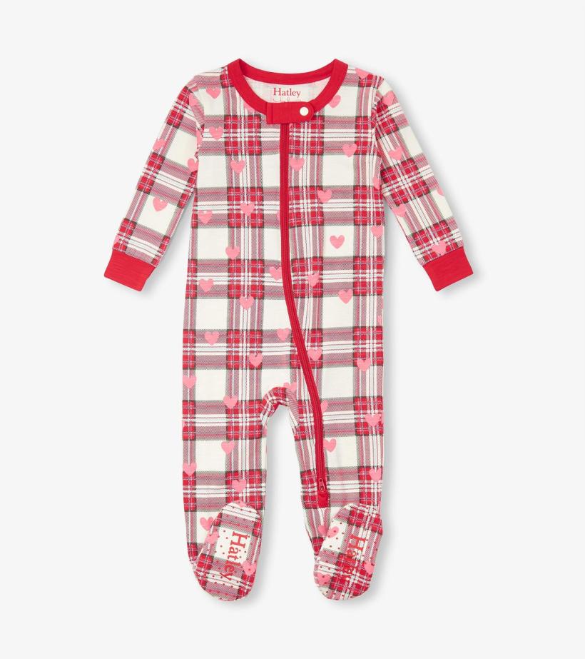 Baby &amp; Toddler Baby Plaid Hearts Cotton Footed Sleeper | Hatley Sleepwear