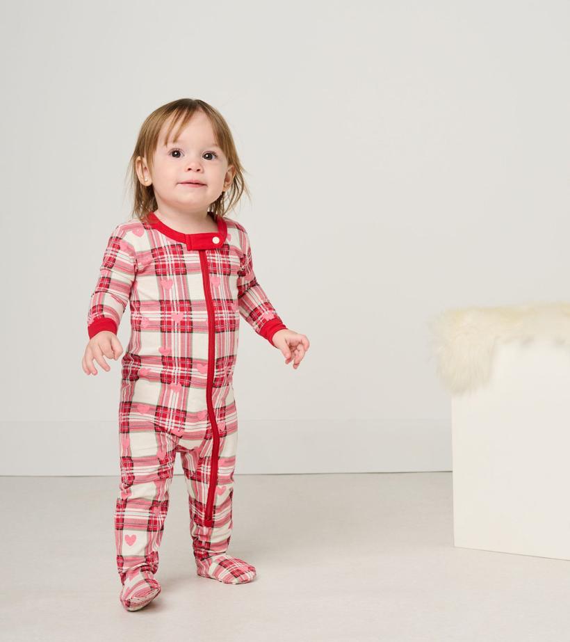 Baby &amp; Toddler Baby Plaid Hearts Cotton Footed Sleeper | Hatley Sleepwear
