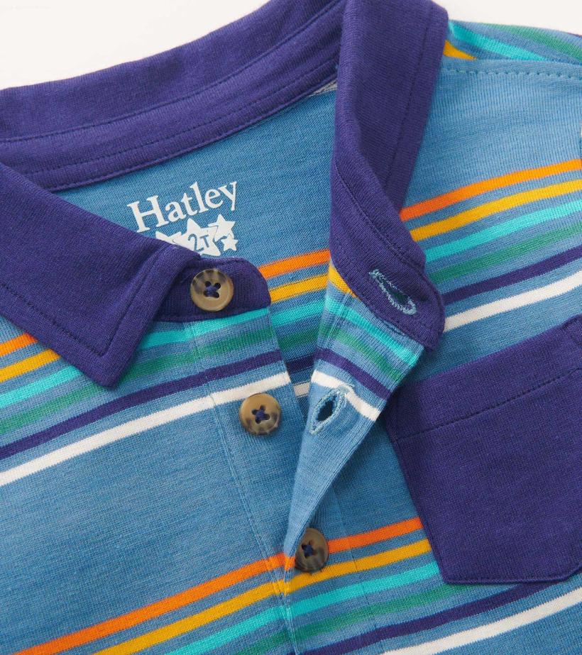 Baby &amp; Toddler Baby &amp; Toddler Boys Bluestone Stripes Long Sleeve Polo T-Shirt | Hatley Tops