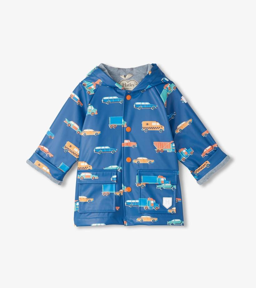 Baby &amp; Toddler Baby &amp; Toddler Boys Driving Cars Button-Up Rain Jacket | Hatley Rainwear