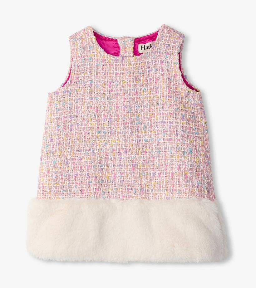 Baby &amp; Toddler Baby &amp; Toddler Girls Aurora Pink Tweed Faux Fur Trim Dress | Hatley Dresses