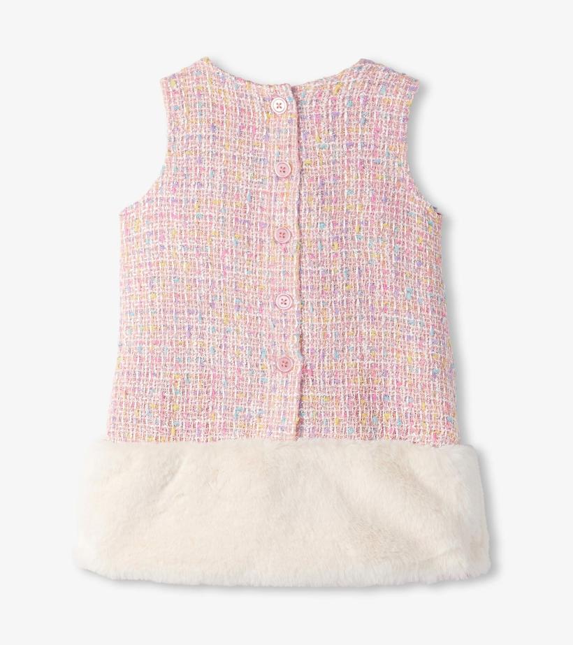 Baby &amp; Toddler Baby &amp; Toddler Girls Aurora Pink Tweed Faux Fur Trim Dress | Hatley Dresses