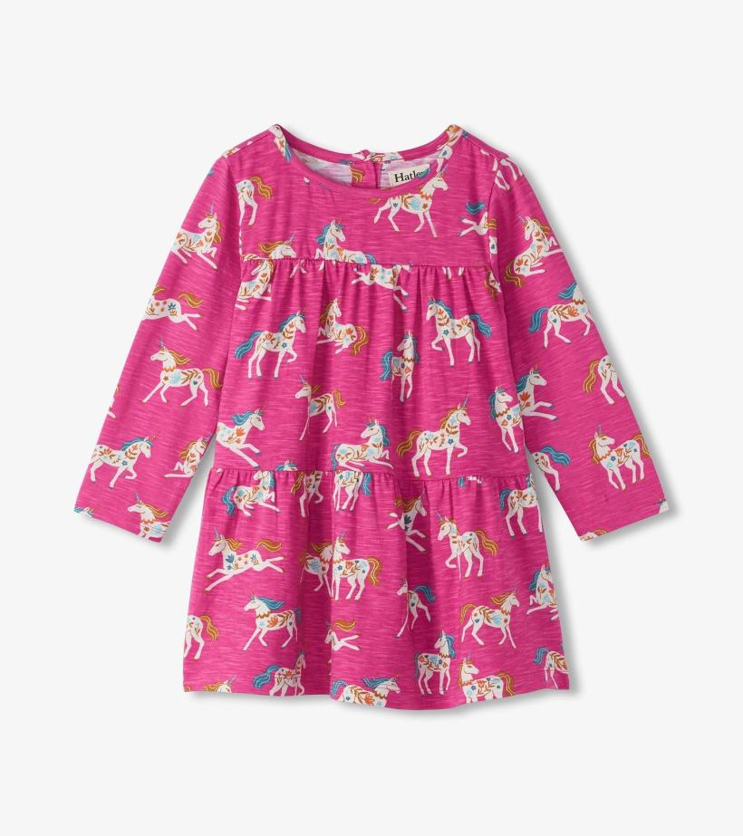 Baby &amp; Toddler Baby &amp; Toddler Girls Folksy Unicorns Gathered Tiered Dress | Hatley Dresses