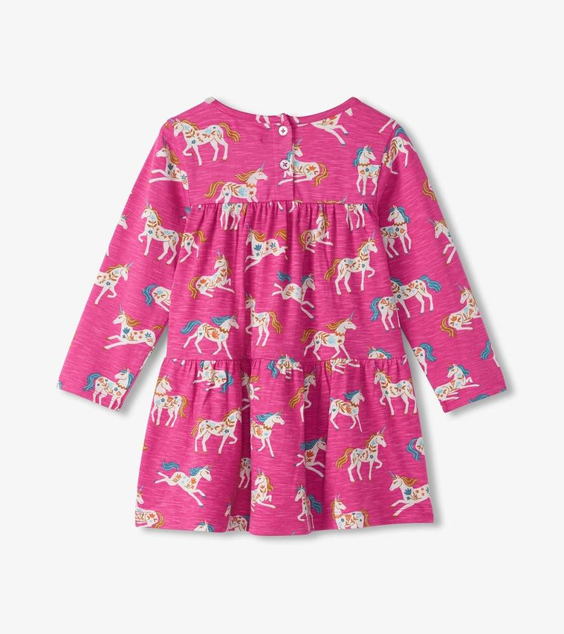 Baby &amp; Toddler Baby &amp; Toddler Girls Folksy Unicorns Gathered Tiered Dress | Hatley Dresses